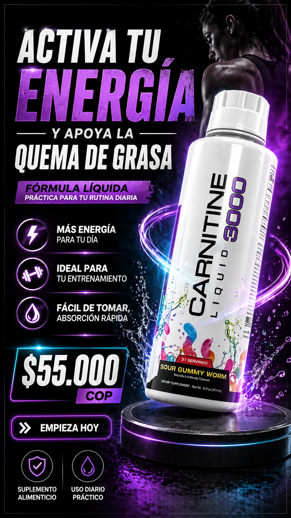 L-Carnitina Líquida 3000 – Energía y apoyo en la quema de grasa 🔥⚡