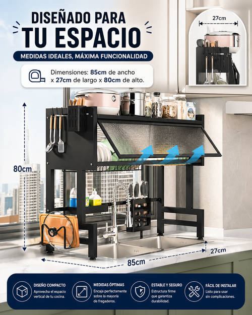 Escurridor 2 Niveles 85CM | Instálalo Fácil y Transforma tu Cocina 🏡